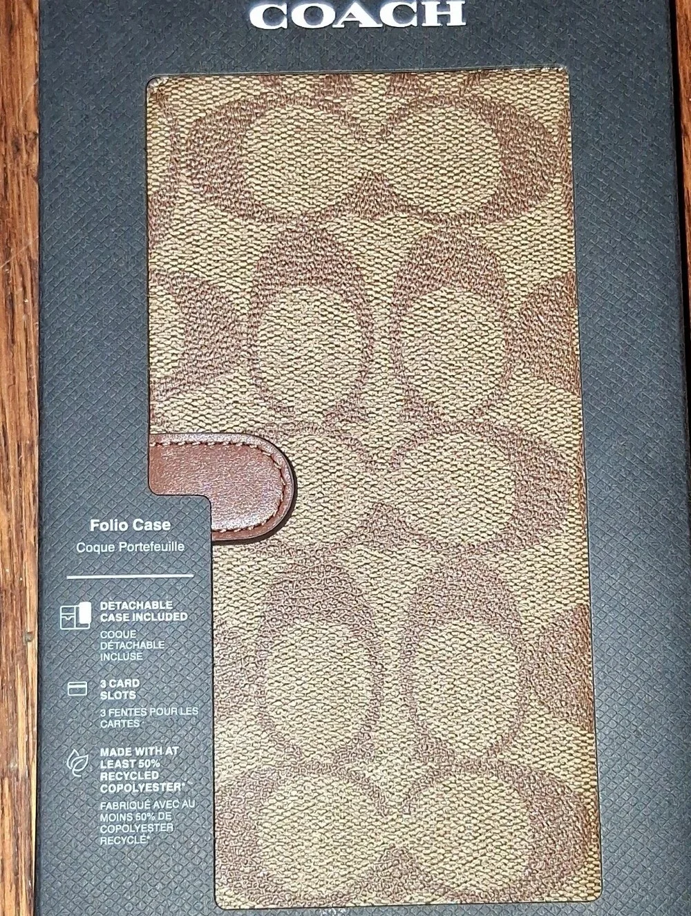 15 pro max Coach Men's Signature Canvas Folio in Brown